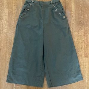 American Eagle, Cropped Wide Leg Pants, Green, Size Small